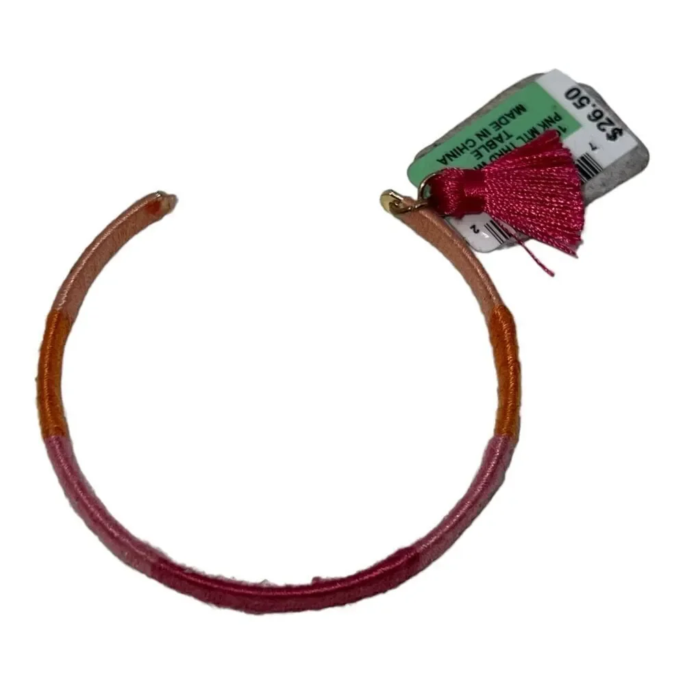 Inc Gold-Tone Tassel Charm Color-Block Thread-Wrapped Bracelet New - Picture 4 of 4